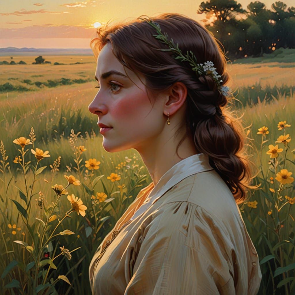 Prairie Portrait in Impressionist Style