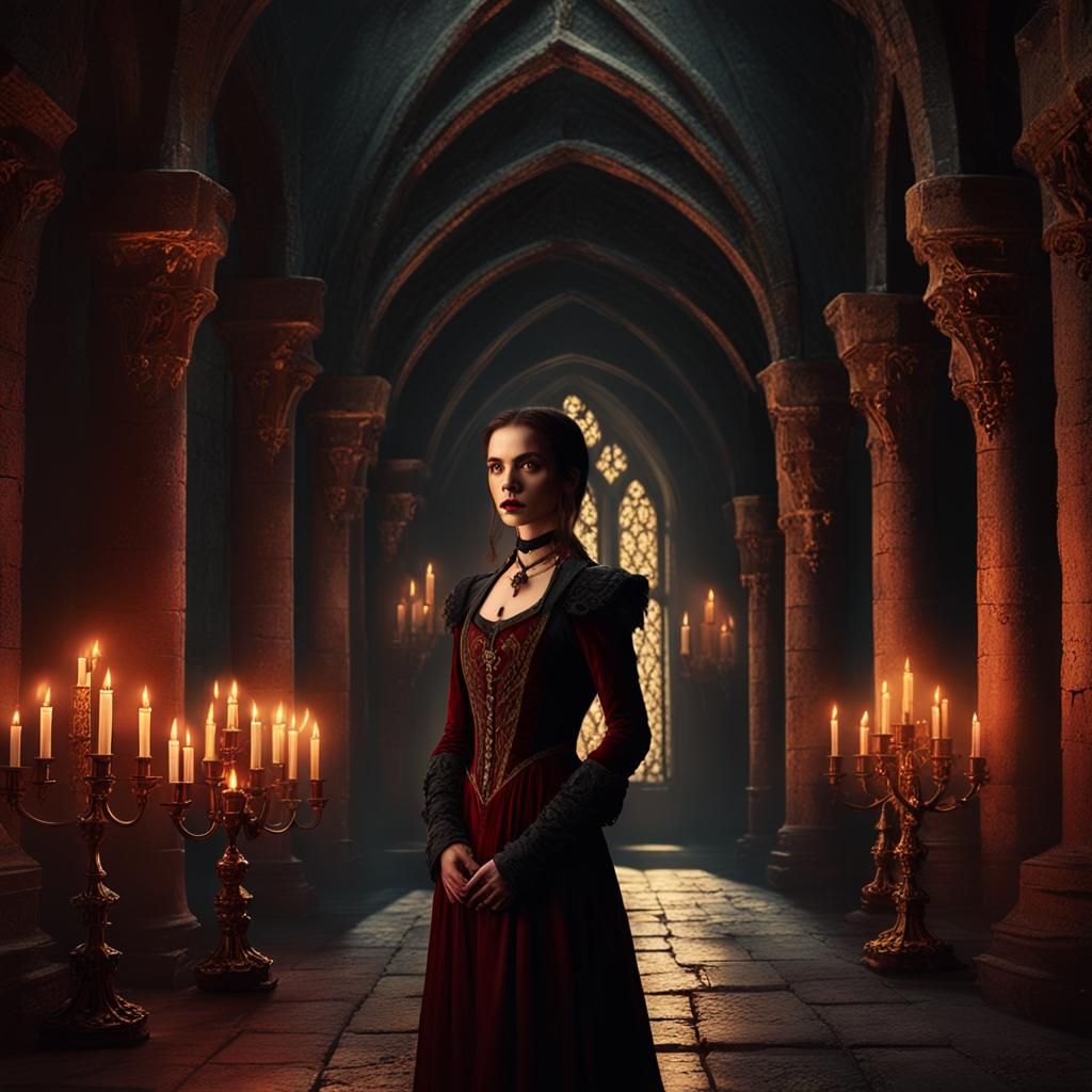 Monique Gabrielle as Vampire in Dark Fantasy Art