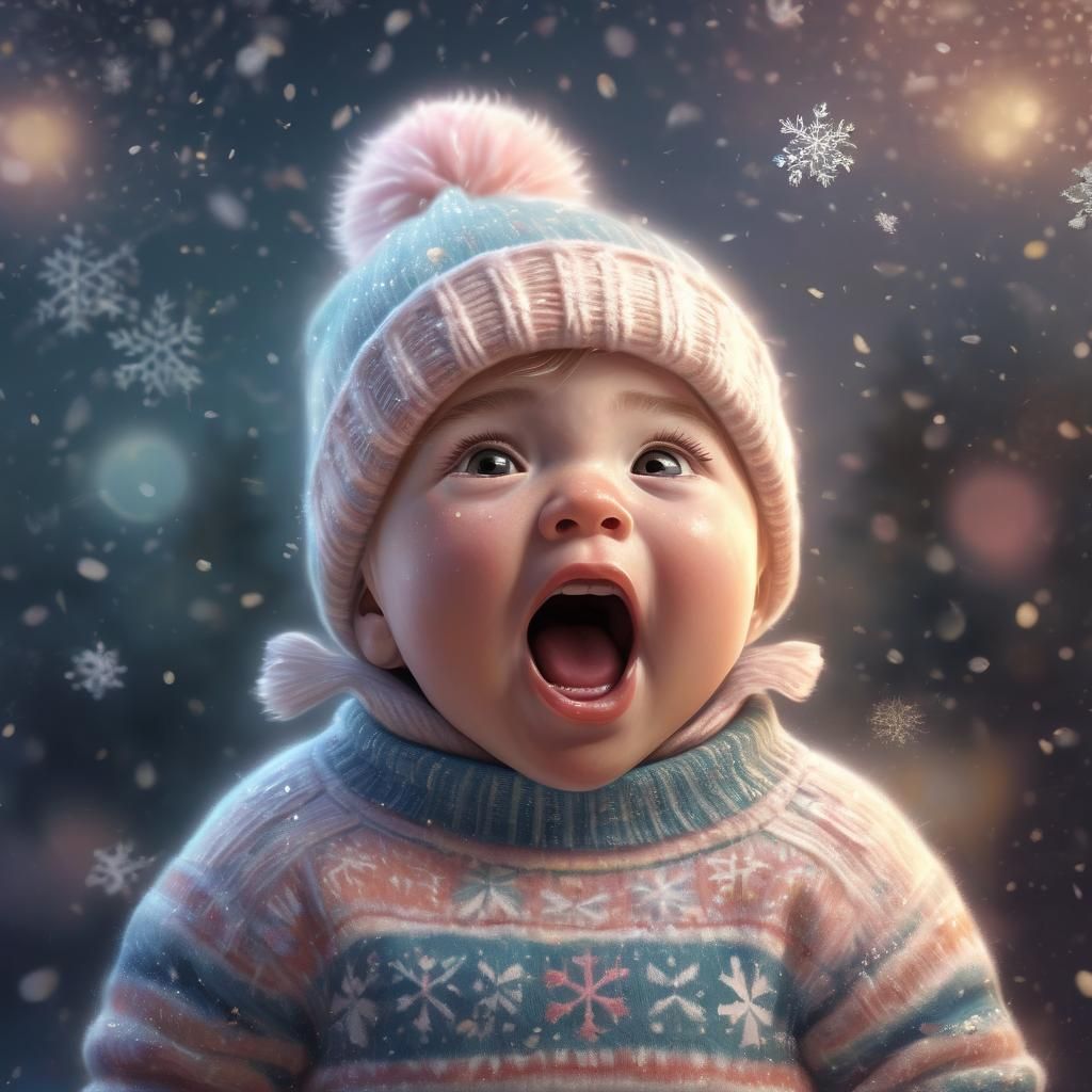 Whimsical Baby Girl Sings in Winter Wonderland