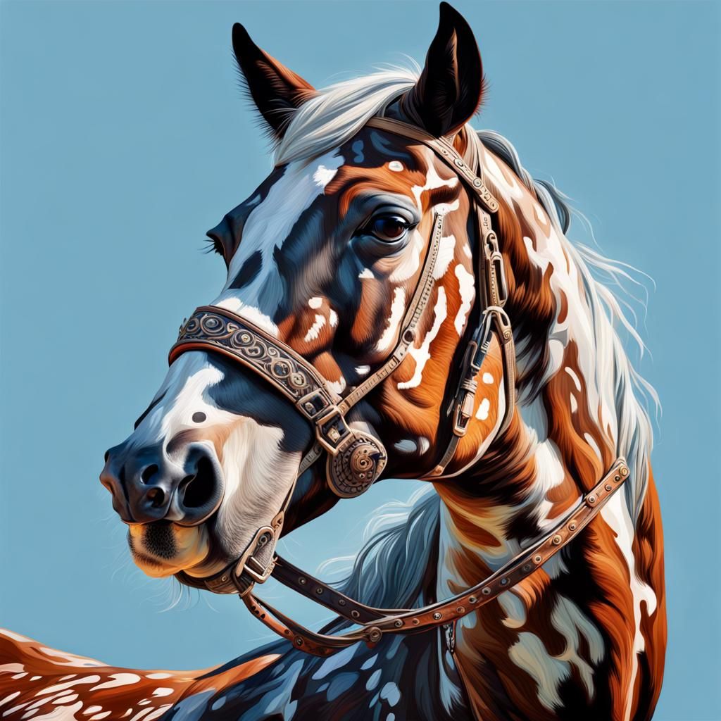 Appaloosa Horse with Baroque Bridle, Hyperrealistic Digital ...