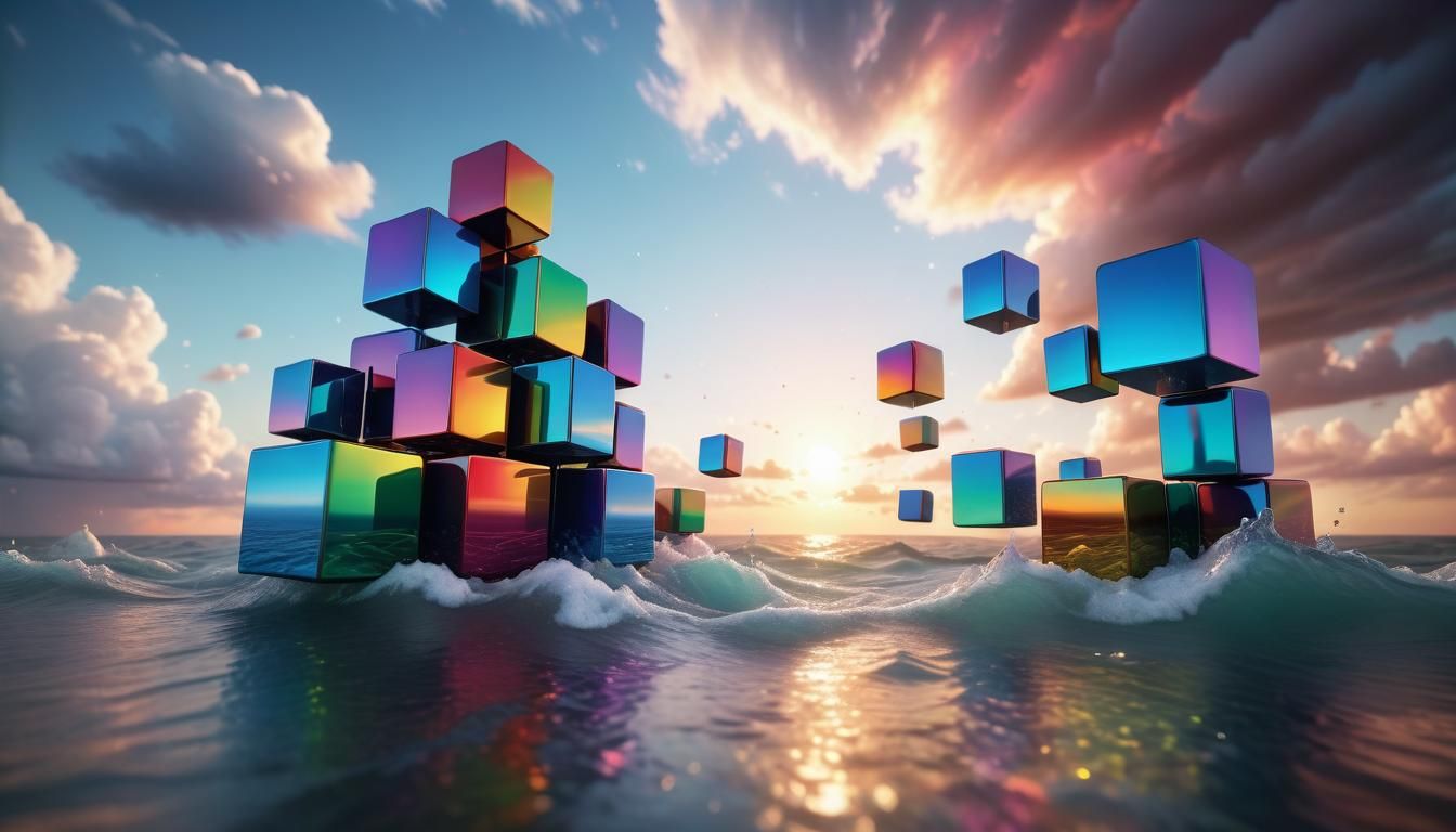 Rainbow Cubes to the Horizon: Fantasy Concept Art