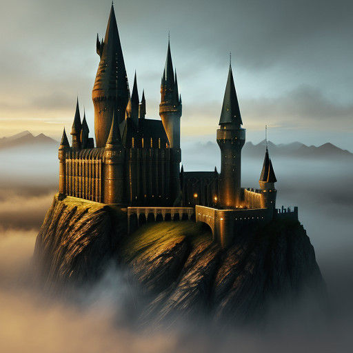 Harry Potter Stands Before Hogwarts Castle in a Whimsical Fa...