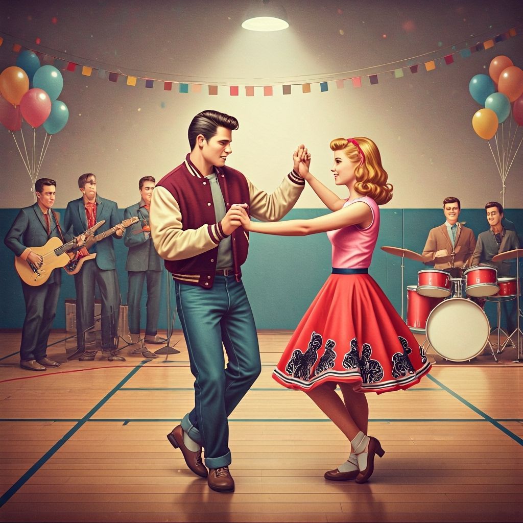 Jitterbug Dance at a 1950s High School Sock Hop