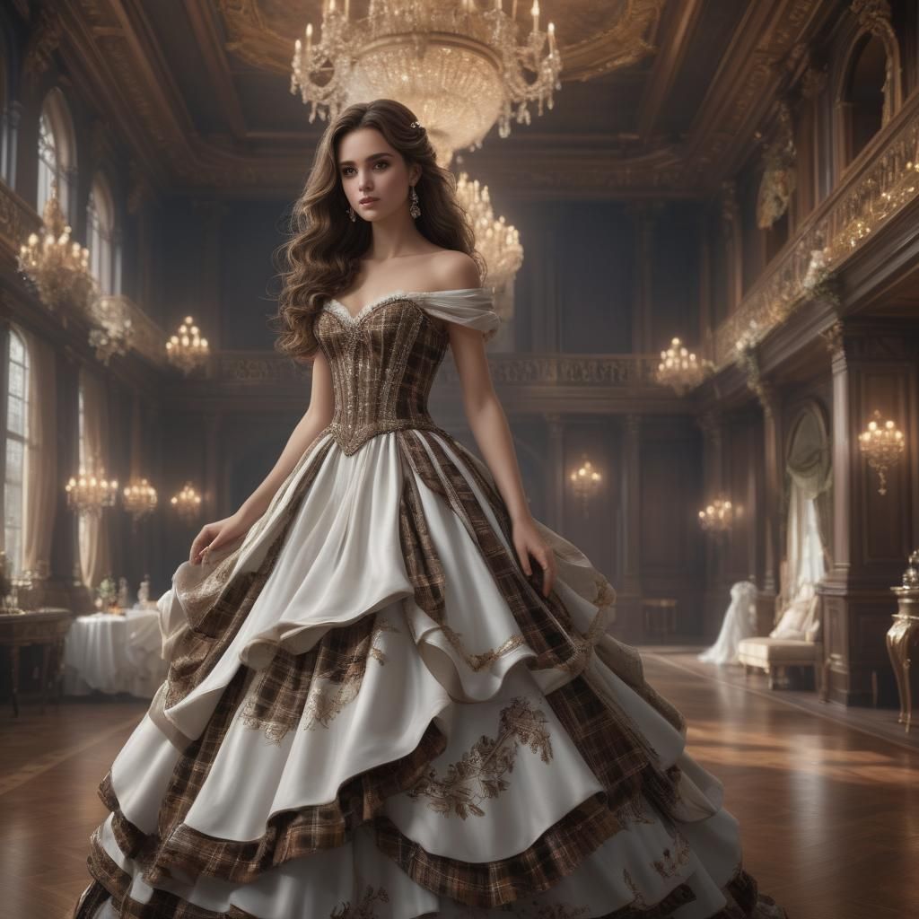 Girl in Plaid Ballgown, Fantasy Concept Art