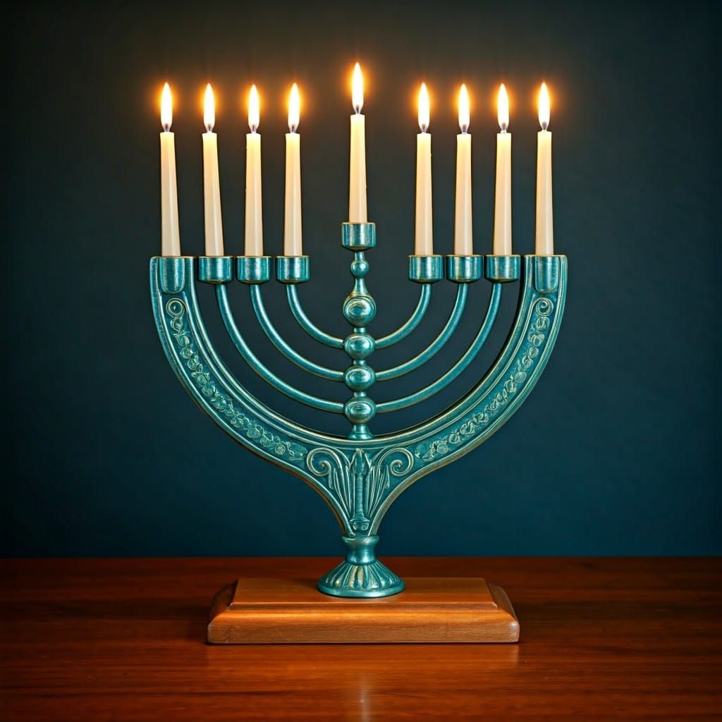 Vintage Formica Hanukkah Menorah with Art Deco Candles