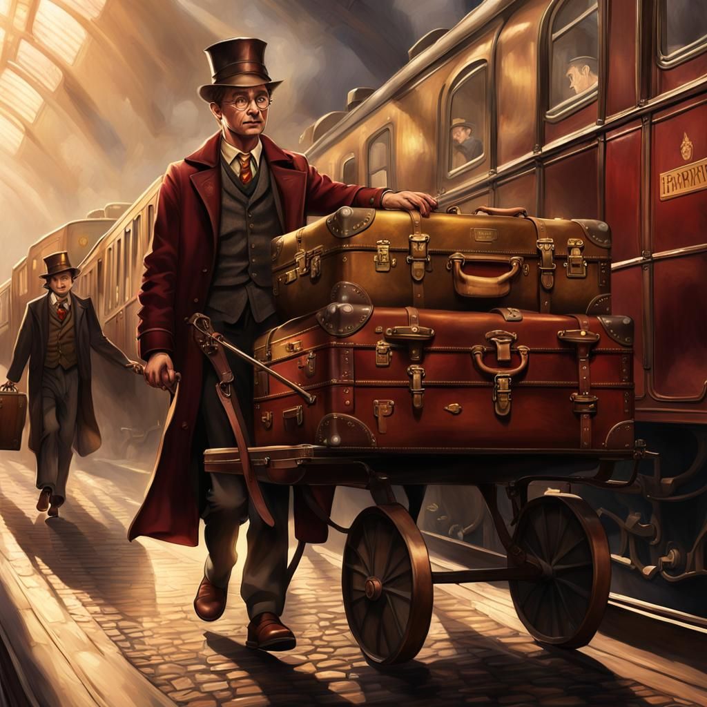 Harry Potter as Railway Porter: Hyperrealistic Concept Art