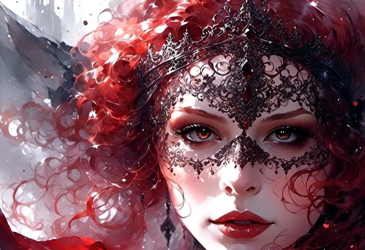 Red-Haired Princess in Watercolor Style