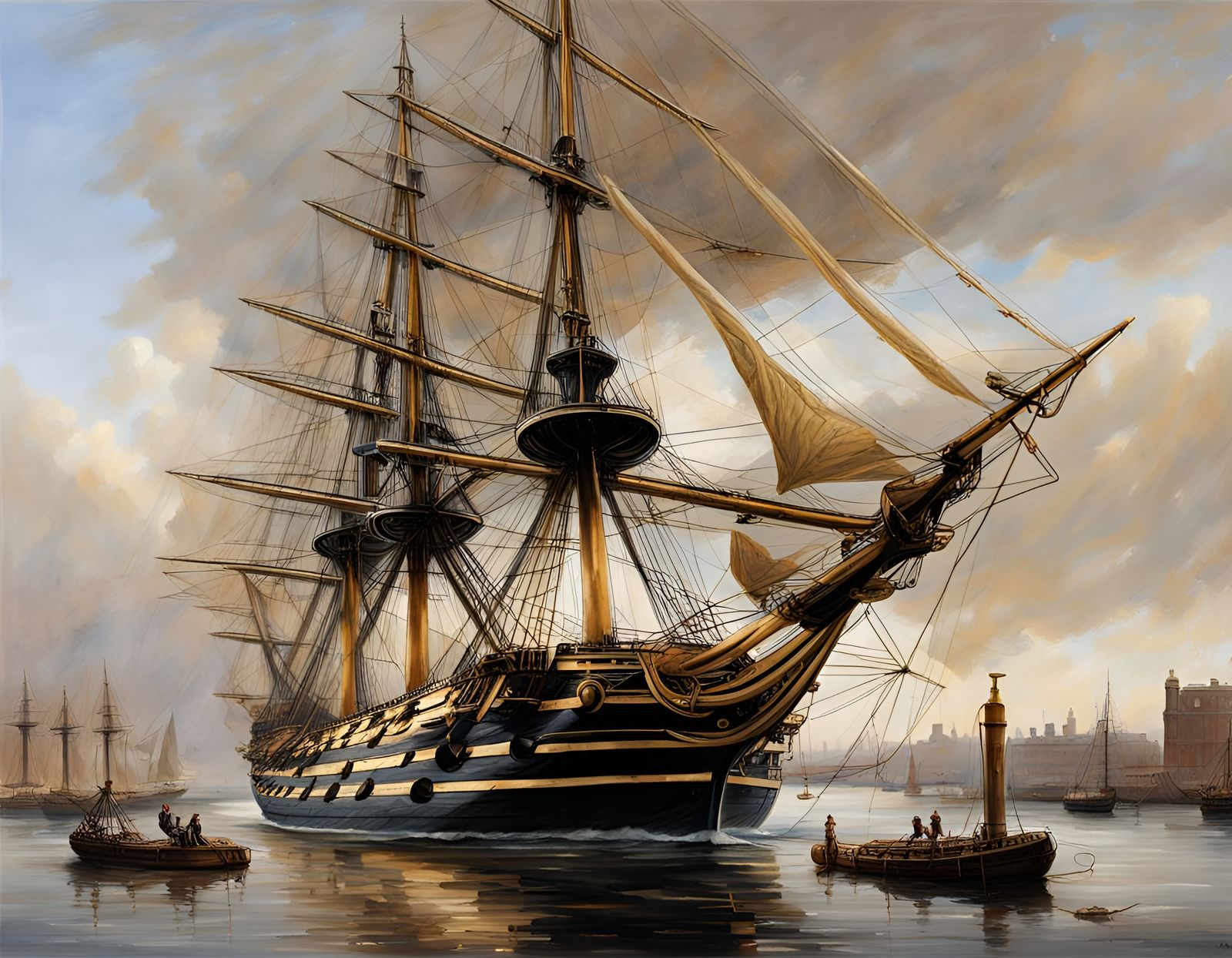 HMS Victory Painting in Geoff Hunt Style