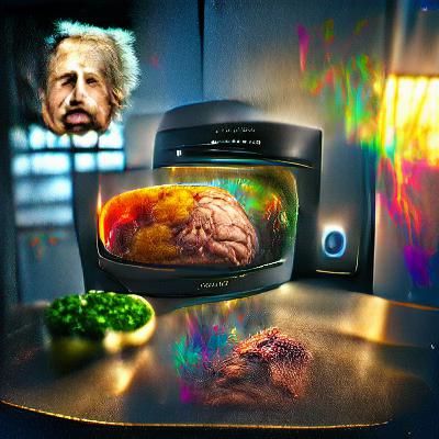 Brain in Glowing Microwave: A Surreal Science Image