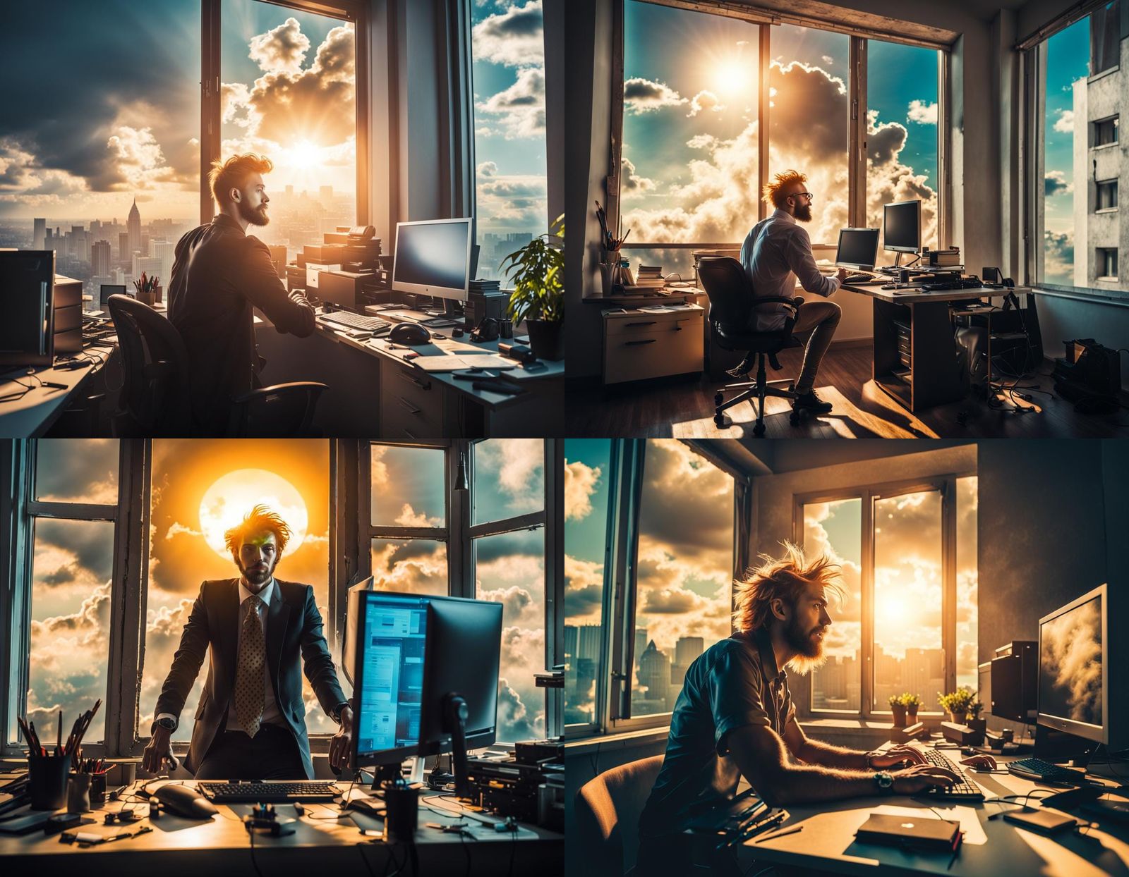 Wizard Casting Spells from Computer Desk