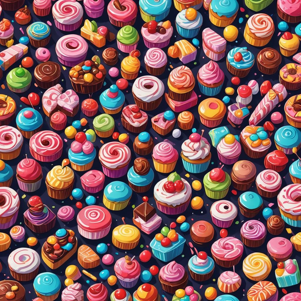 Vibrant Sweets Illustration in Studio Trigger Style