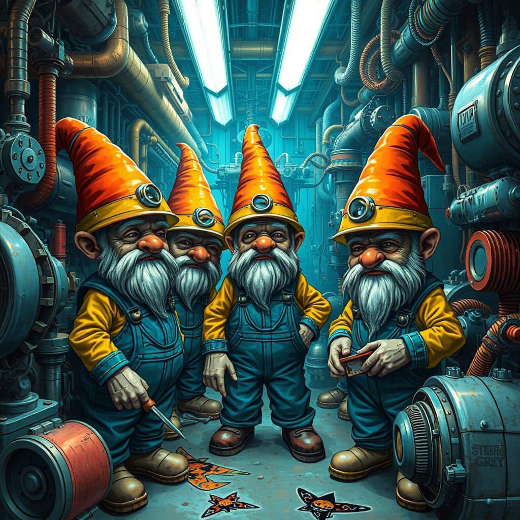 Gnomes in a Psychedelic Underground Workshop