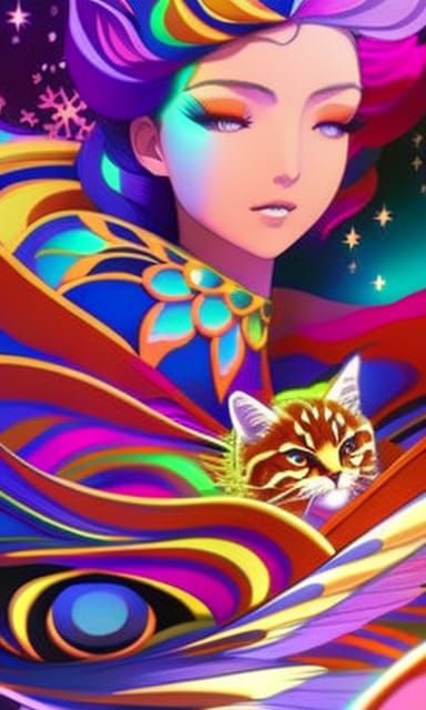 Dreaming Cat: Holographic Cosmic Illustration