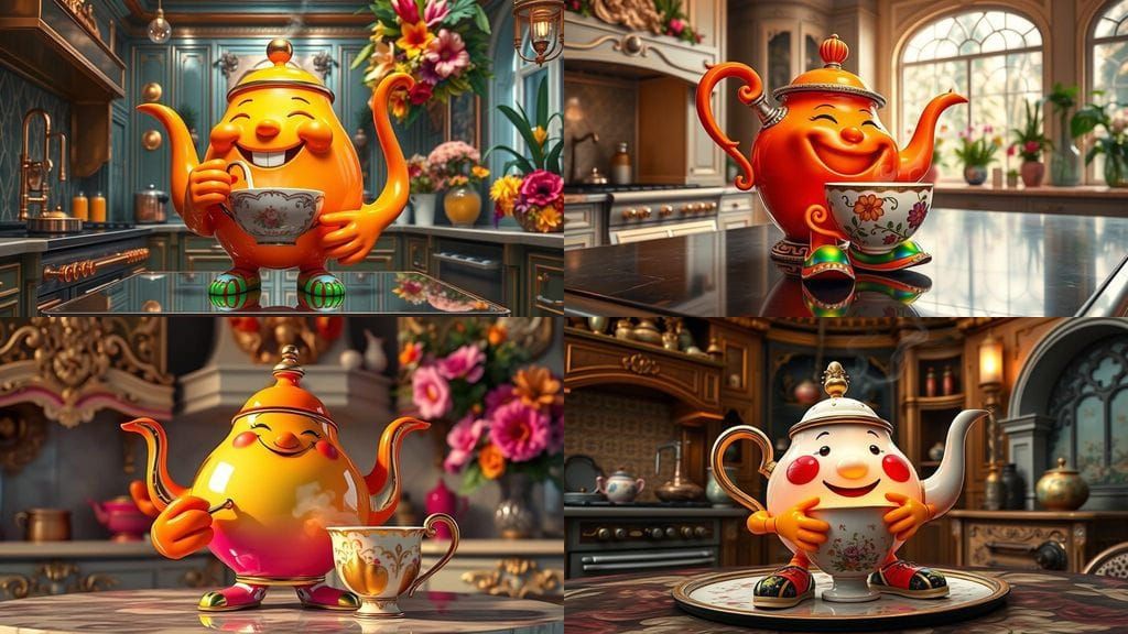 Glowing Teapot in Luxurious Kitchen Setting