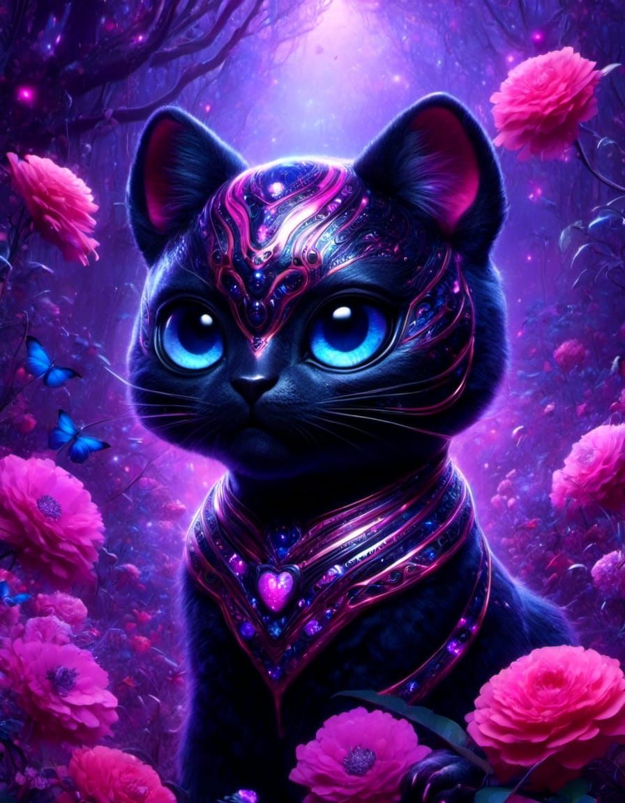 Striped Panther in Whimsical Jungle Scene