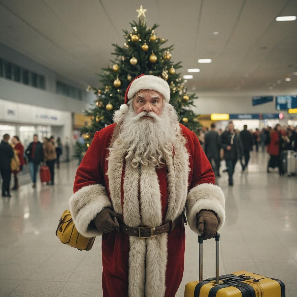 Santa Claus Arrives: Cinematic Airport Scene