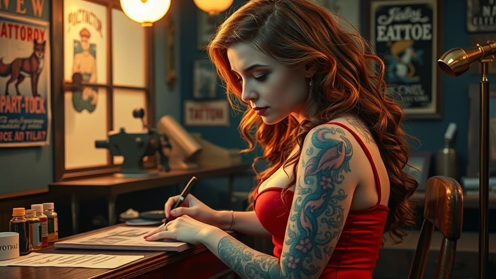 Vintage Tattoo Artist in Golden Hour Light