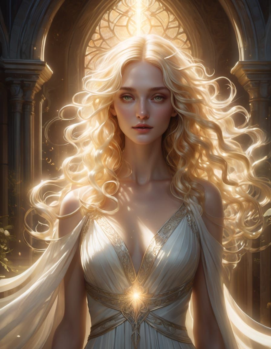 Enchantress with Magical Energy, Digital Art