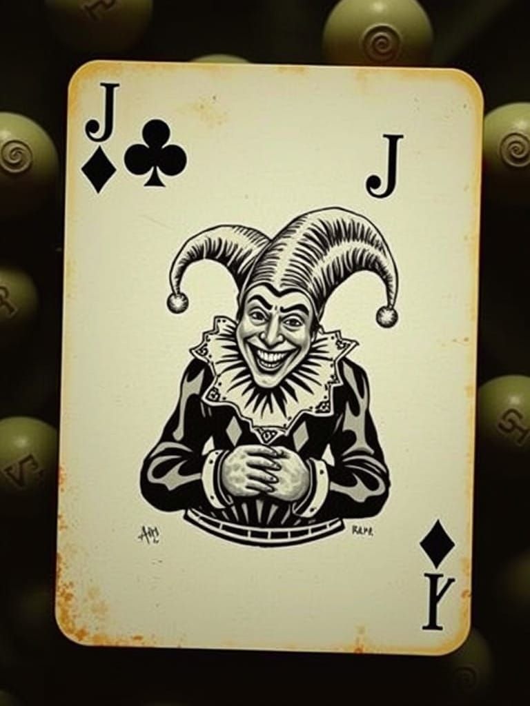 Surreal De La Rue Playing Card with Smiling Jester