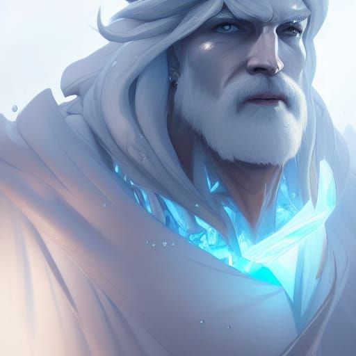 Detailed Portrait of Ice King in Art Nouveau Style