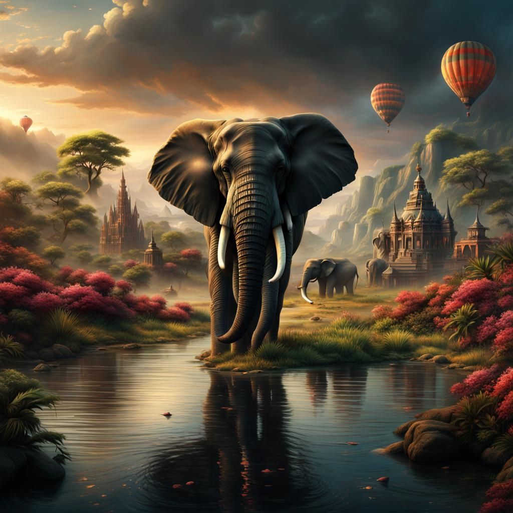 Epic Cinematic Elephant Digital Matte Painting