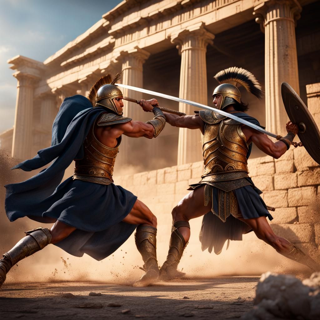 Achilles vs. Hector  near the Walls of Troy,