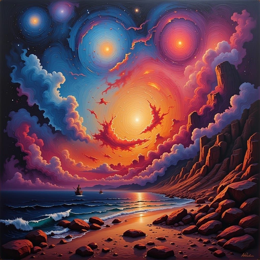 Neon Galaxies: Abstract Cosmic Art