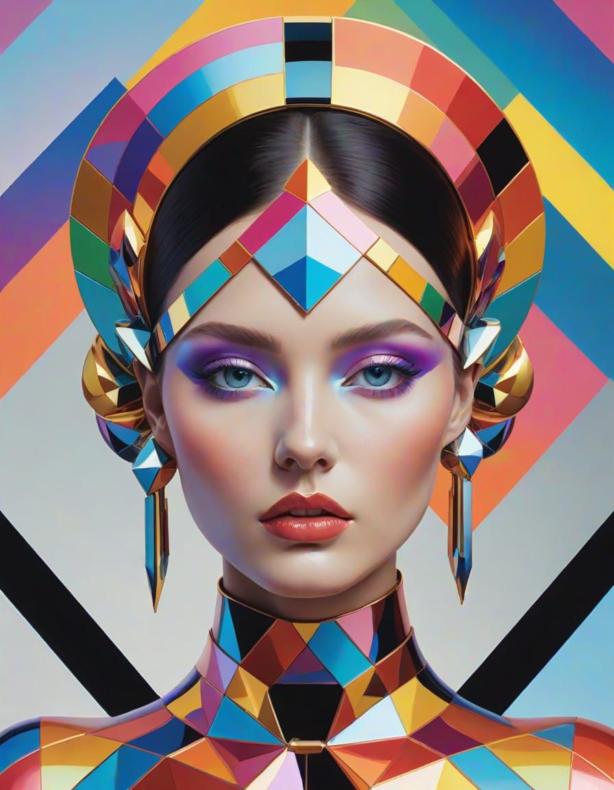Futuristic Woman Portrait in Cyber-Glam Style