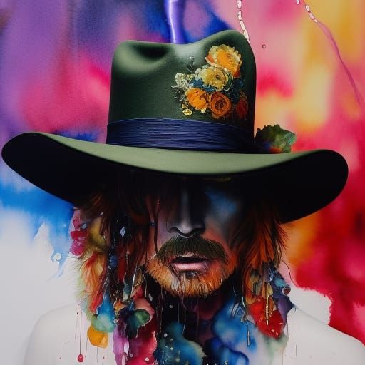 Guns N' Roses Hat in Detailed Watercolor Painting
