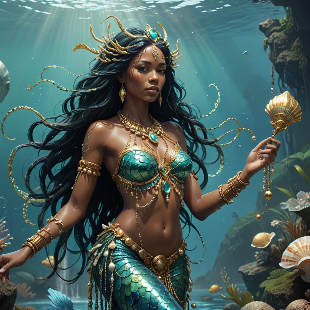 Mystical Water Spirit in Shimmering Colors