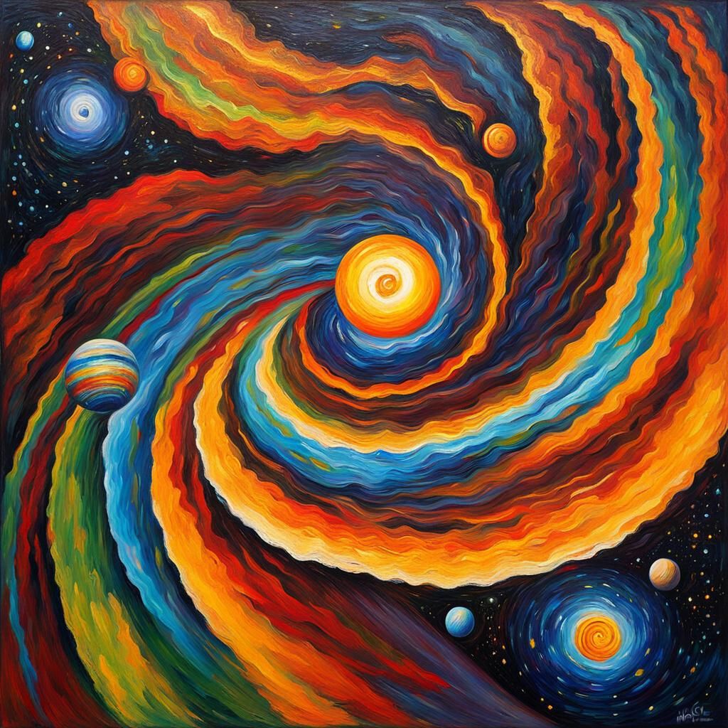 Spiral Arm Galaxy in Expressionist Oil Painting Style
