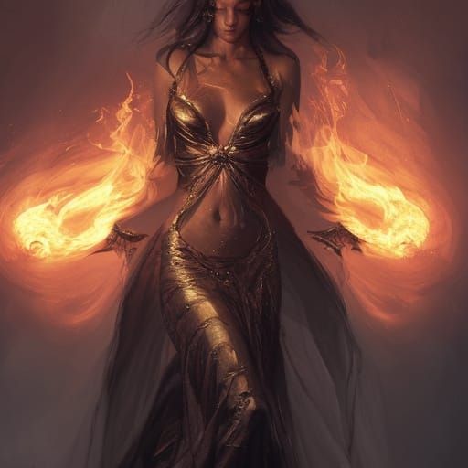 Firedancer in Dark Fantasy Concept Art