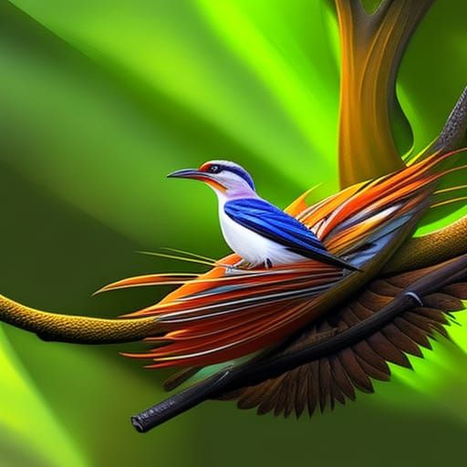 Woodpecker Building Nest: Realistic Digital Illustration