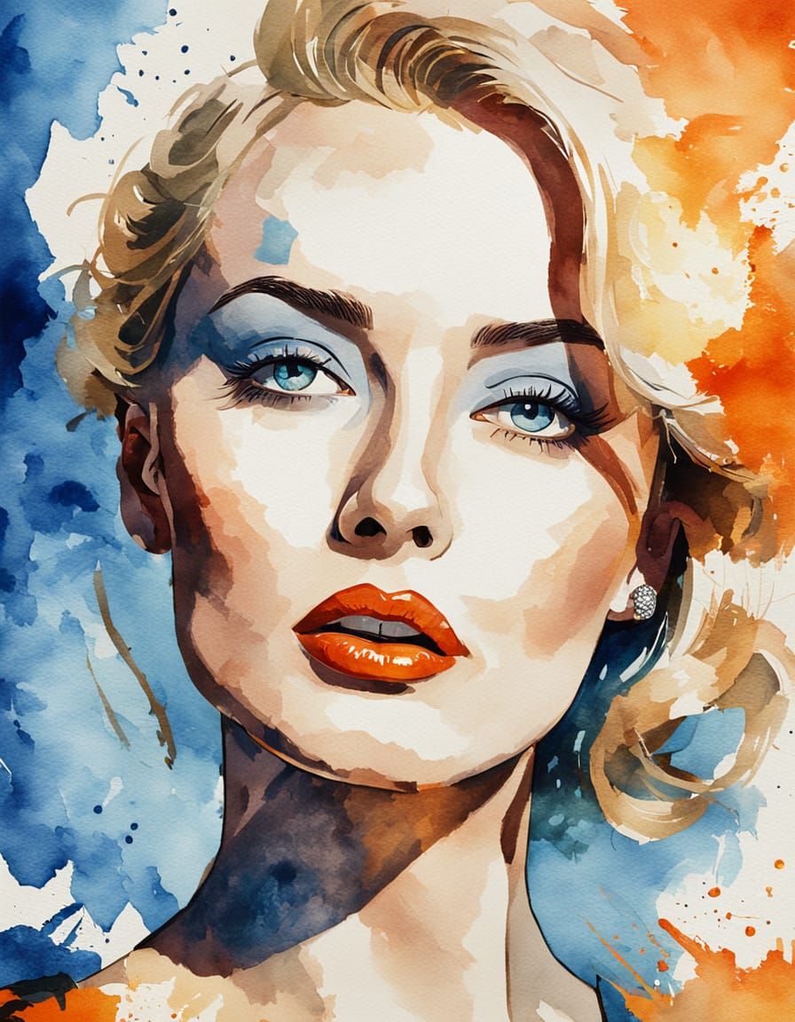 Captivating Pin-Up in Watercolor Surrealism