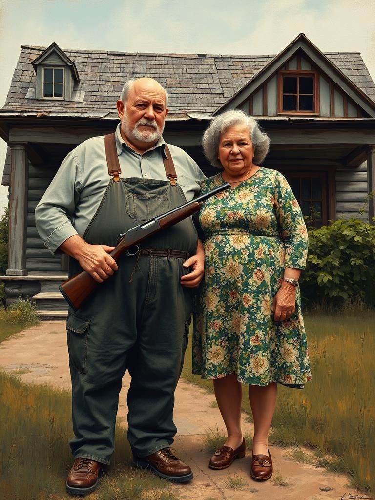 Elderly Couple at Farmhouse in Rustic Style