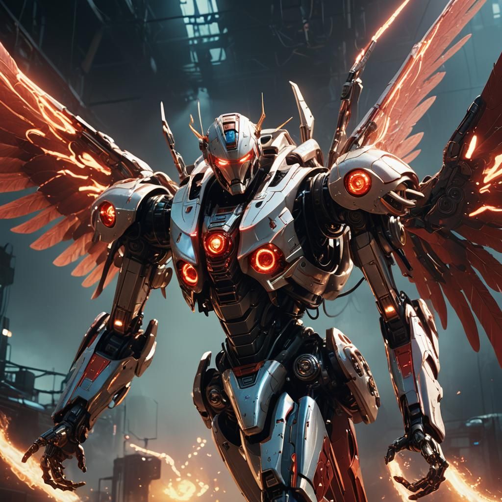 Angelic Robot and Demonic Creature Clash