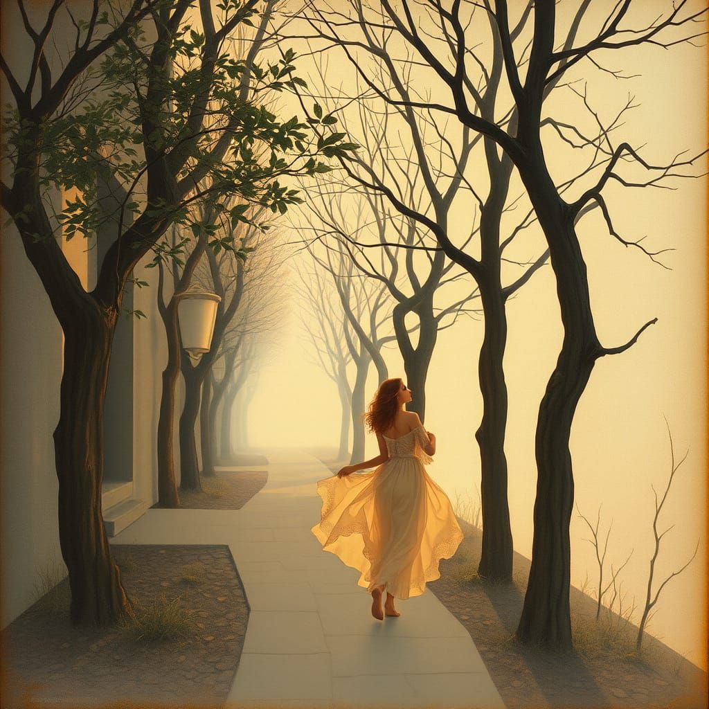 Mythological Scene in Mucha and Redon Style