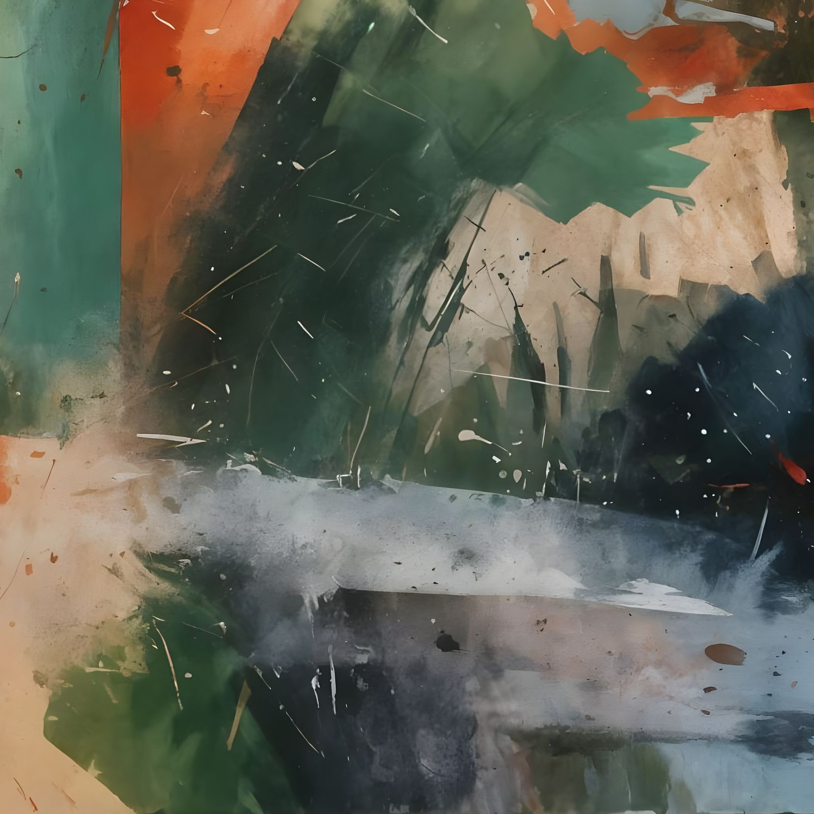 Vibrant Impressionist Marks in Muted Triadic Colors