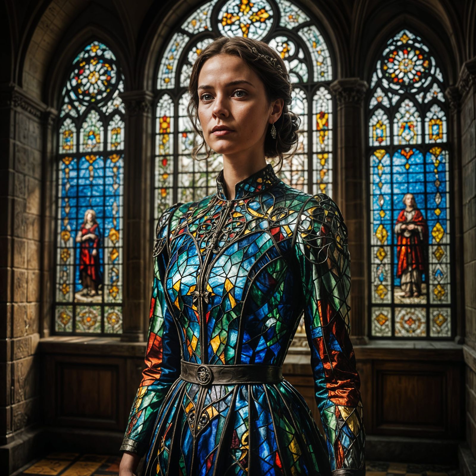 A Woman in Stained Glass Splendor