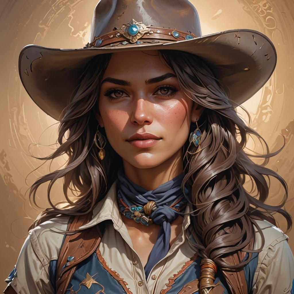 Cowgirl Portrait in Hyperdetailed Artstation Style