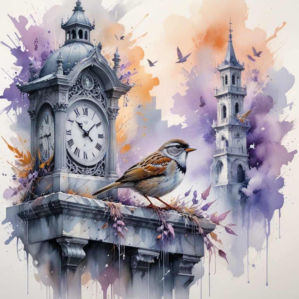 Clock Tower: Watercolor in Haenraets Style