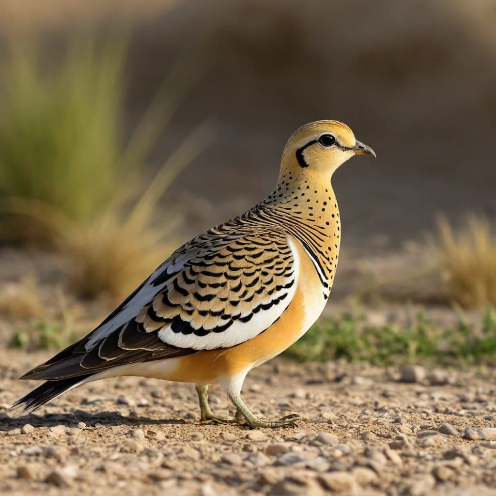 Vibrant Pin-tailed Sandgrouse in Geometric Patterns