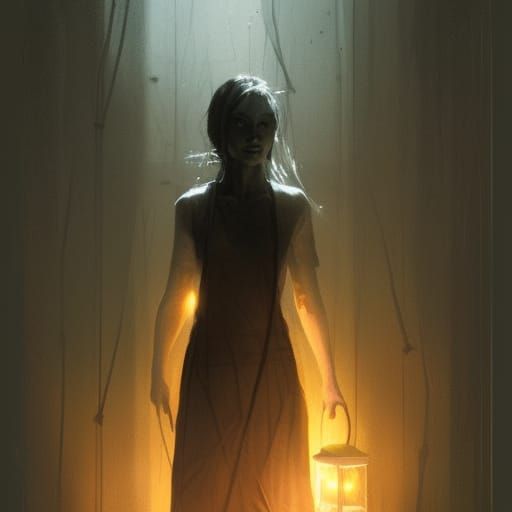 Sinister Ghost in a Lantern: Dark Fantasy Art