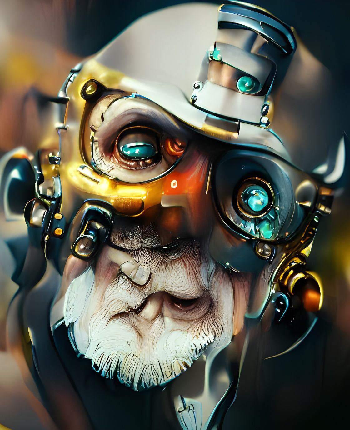 Steampunk Mech Face Portrait: Digital Illustration
