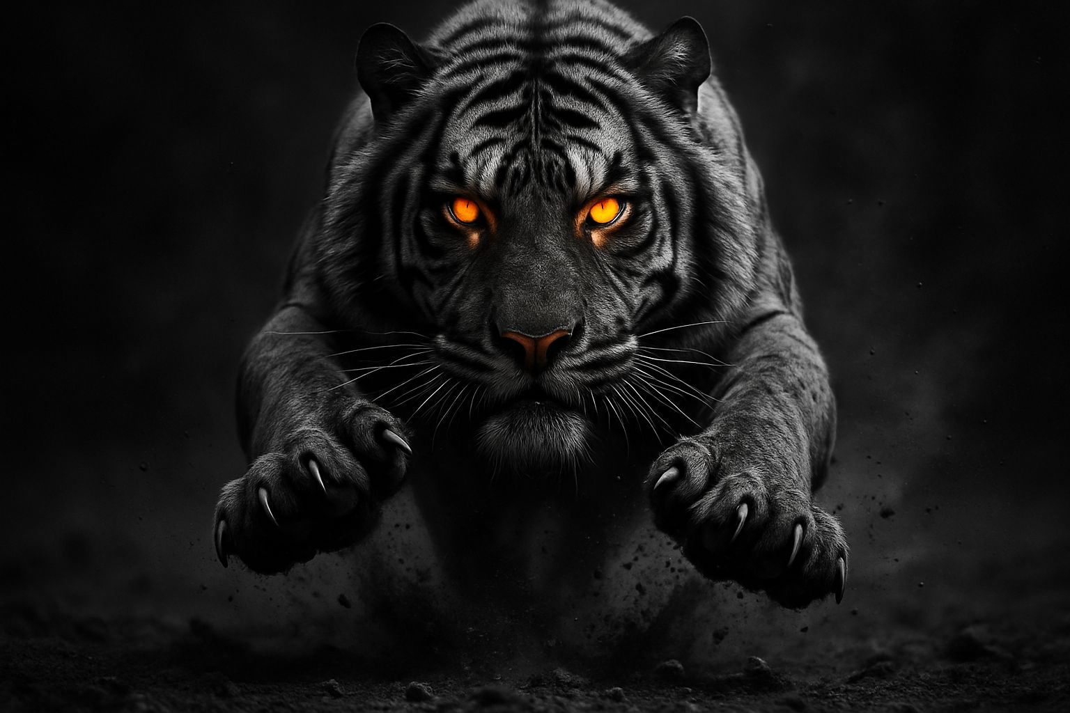 Surreal Black and White Fine Art Portrait of a Leaping Benga...