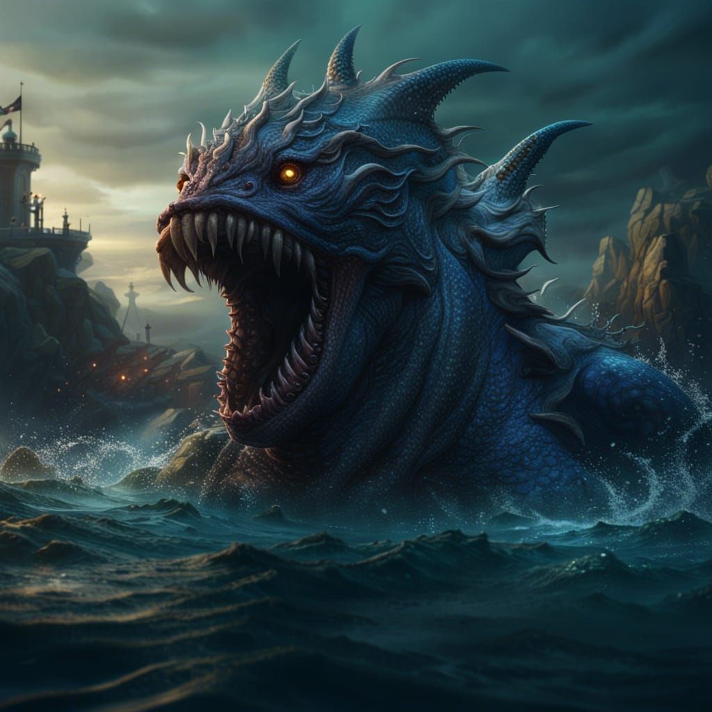 Fantastical Sea Monster in Detailed Matte Painting