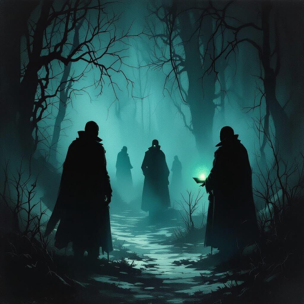 Elusive Figures in Mysterious Shadowy Landscapes