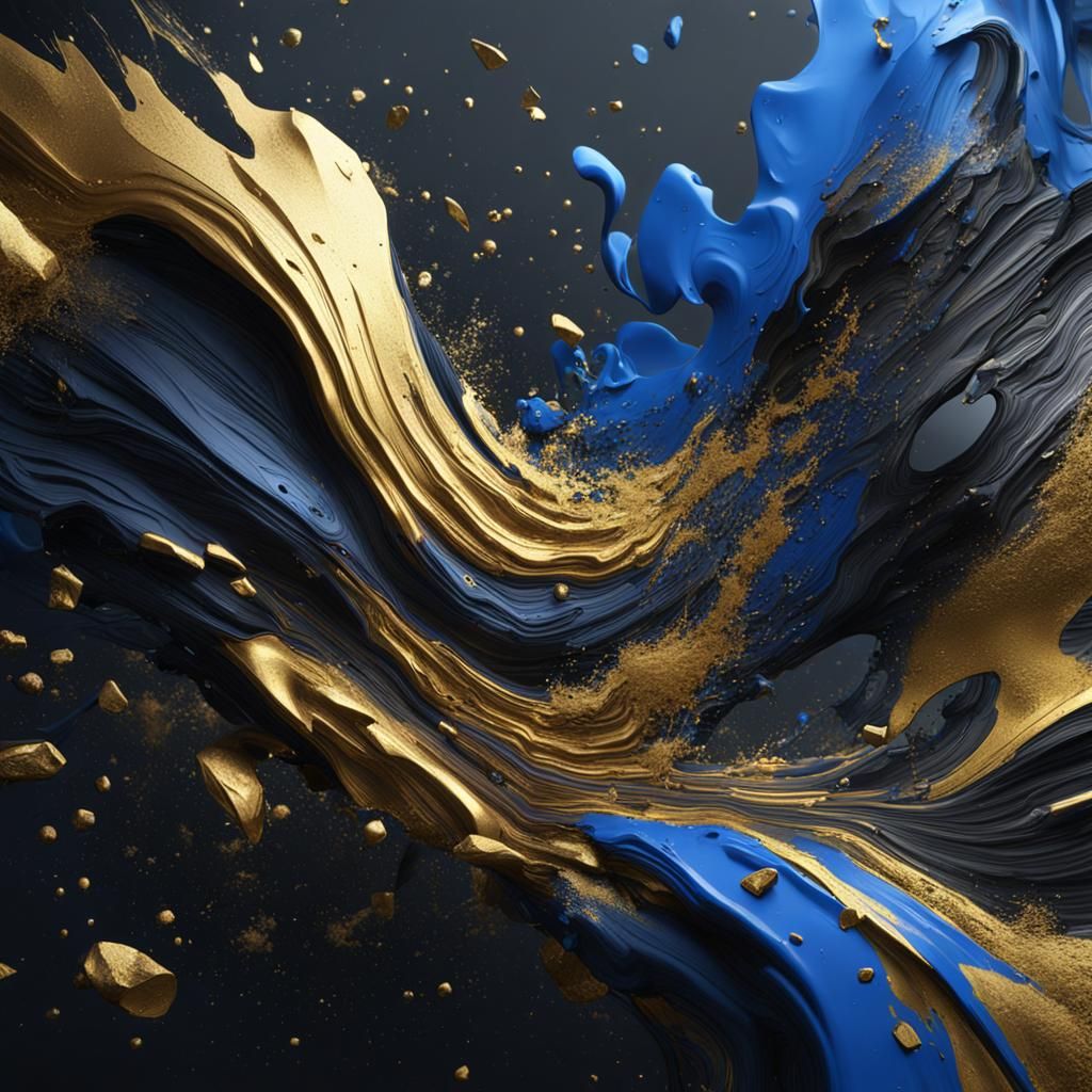 Abstract Brush Strokes with Gold Splatter in Matte Painting