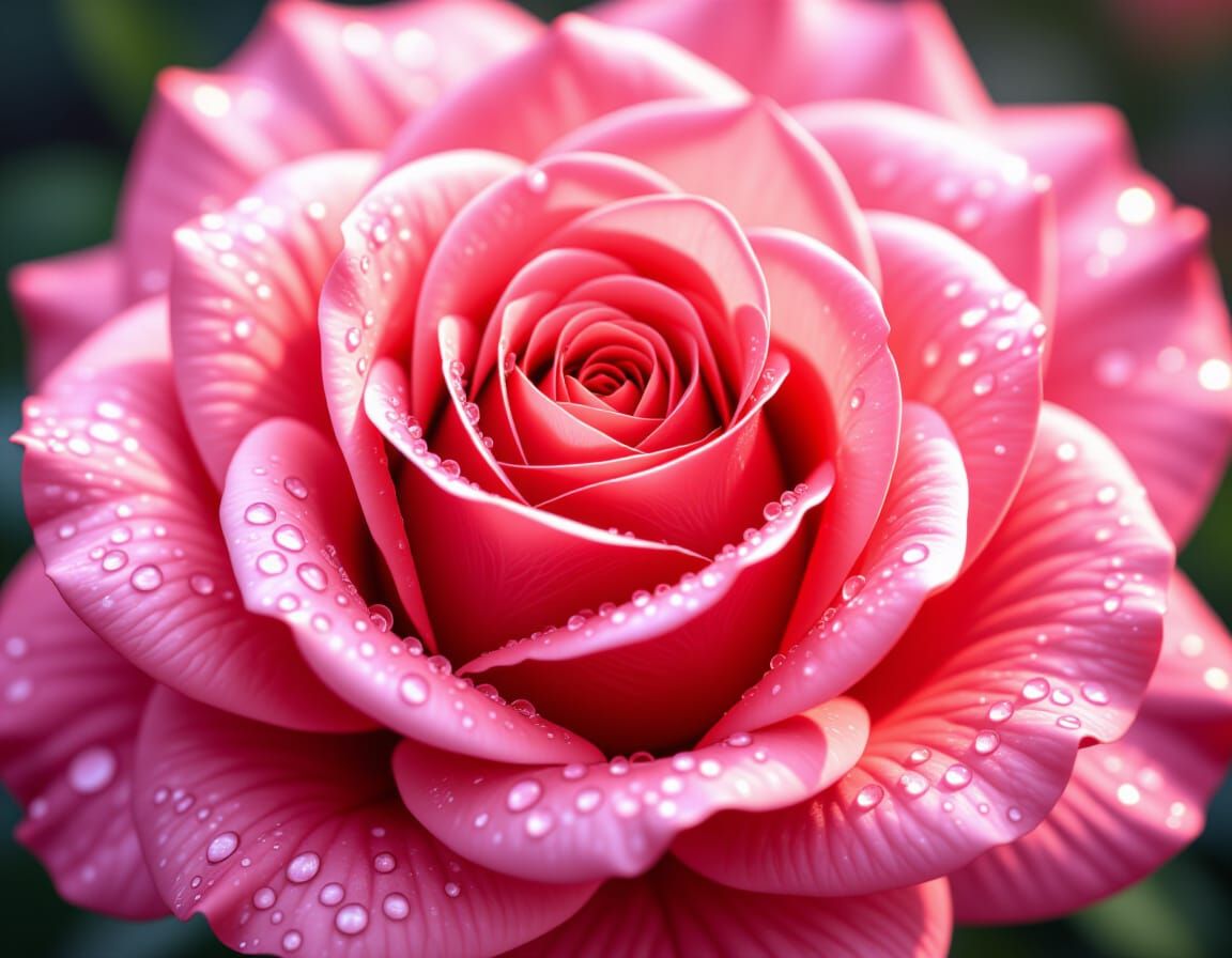 Fire-Red Rose with Dewdrops in Hyperrealistic Style