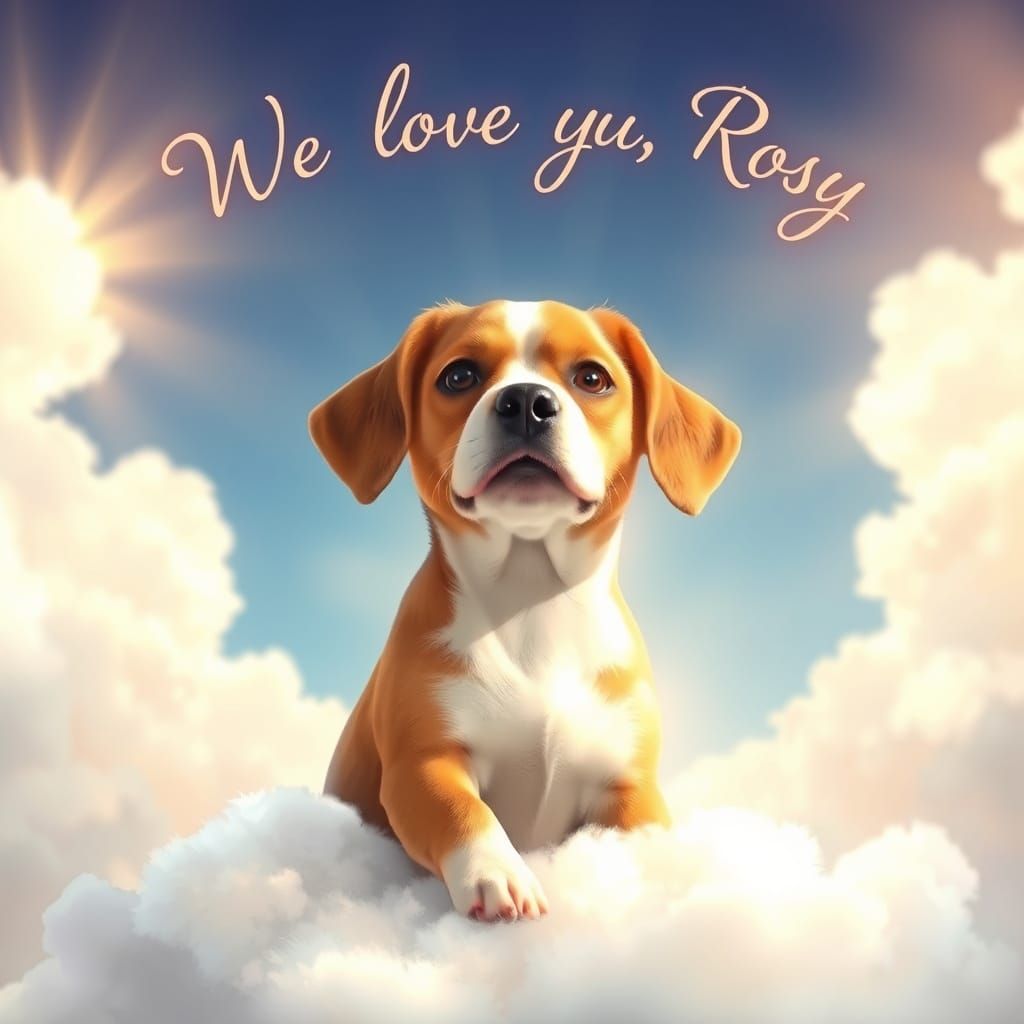 Surreal Beagle Mix Surrounded by Soft Focus Heavenly Light o...